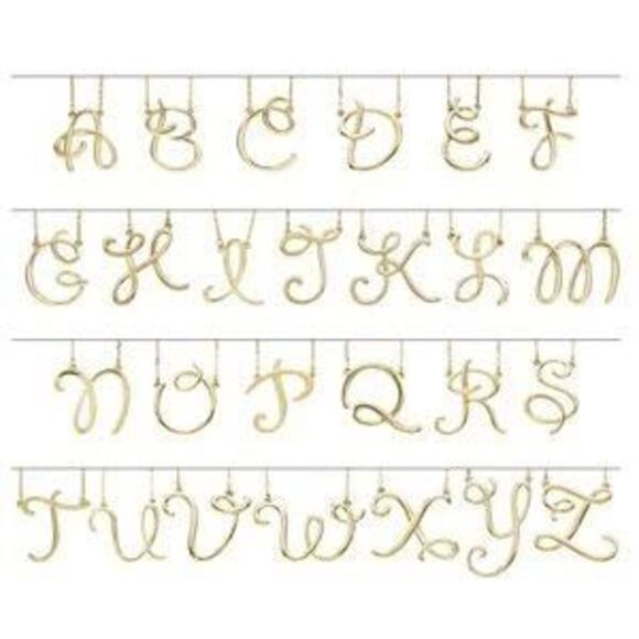 Kazi Luxury 14K Yellow Gold Script Initial Pendant Center (Initial R)